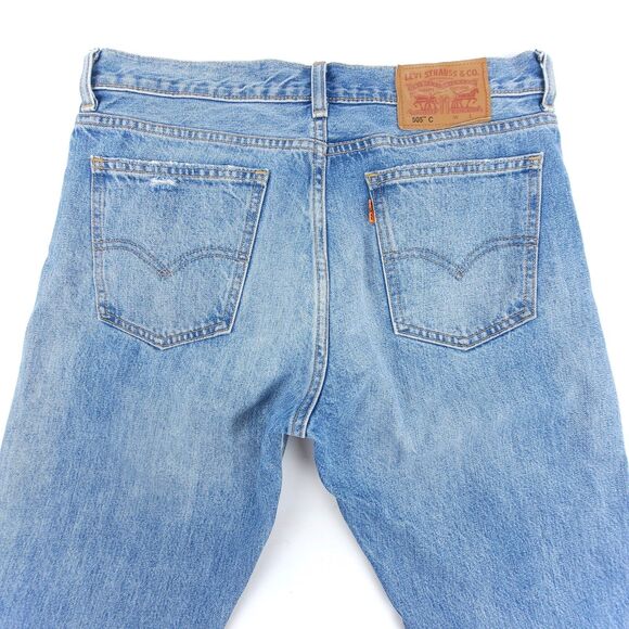 LEVIS 505C Orange Tab Slim Straight Ankle Distressed Jeans Light Denim Men 34x28 - Picture 5 of 8